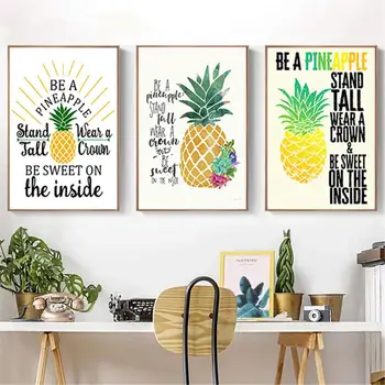 

Home Decor Painting 3 Pack 12X16 Inch No Frame Pineapple Canvas Painting HD Print Poster Wall Art Decorative Painting