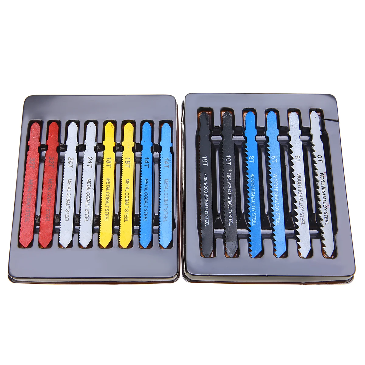 

14pcs Colorful Assorted Metal Steel T-shank Jigsaw Blade Tool Set Fitting For Plastic Wood Aluminum Faster Cutting Saw Blades
