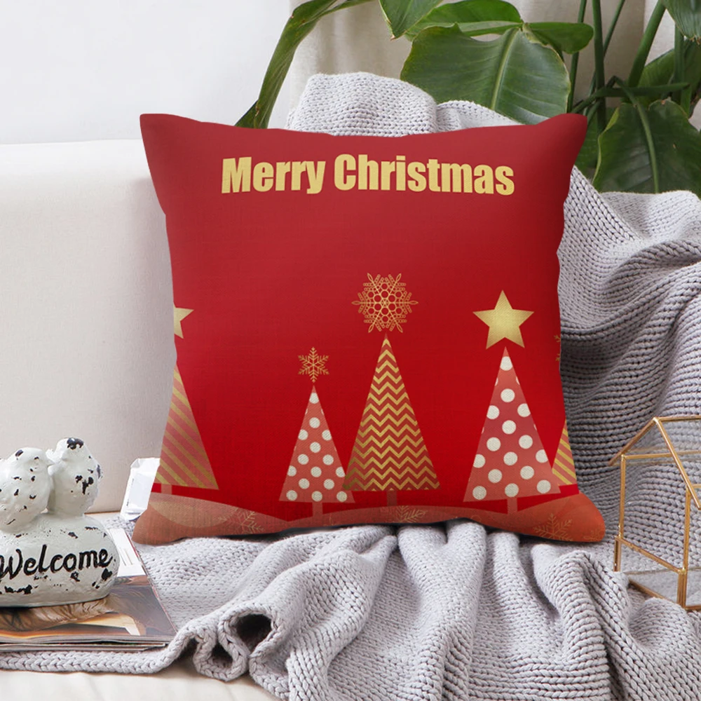 1 шт., Рождественская наволочка для подушки, прочный и удобный льняной чехол для подушки для дома, дивана, декоративная наволочка, праздничный декор, подарок