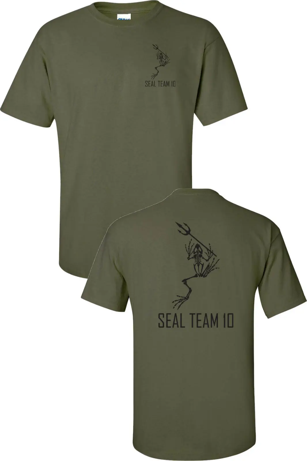 2019 Модная хлопковая футболка Navy Seals Team 10 Скелет Лягушки с принтом копье спереди и