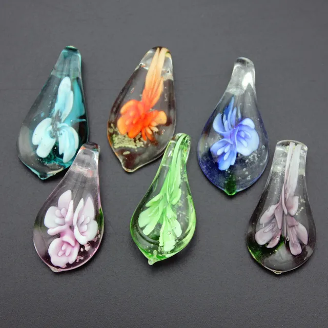 Wholesale Bulk 12Ps Charms Heart Flower Handmade Glass Pendant Fit Necklace FREE Wholesale Bulk 12Ps Charms Heart Flower Handmade Glass Pendant Fit Necklace FREE