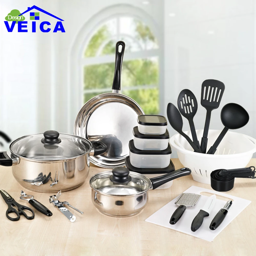 Кухонная посуда из нержавеющей стали набор посуды 35 предметов|stainless steel cookware