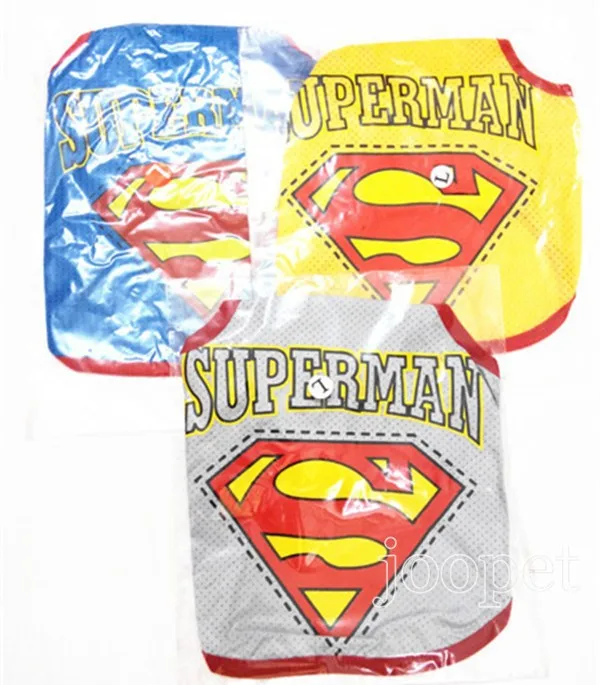 20 шт./лот Новые поступления Мода Супермен Pet жилет одежда для собак летом прохладно дышащий Костюмы заводская цена