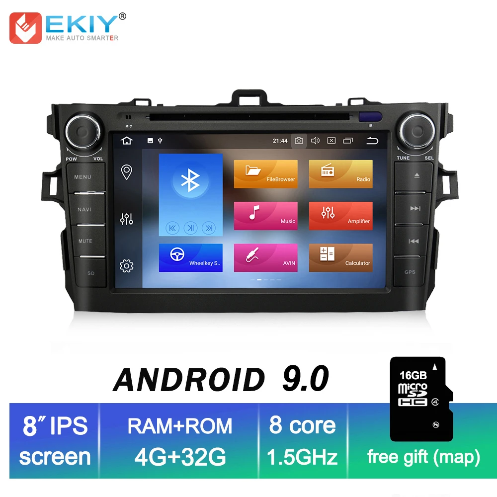 EKIY Car DVD GPS Navigation Radio for Toyota Corolla 2007 2008 2009 2010 2011 8'' IPS 2Din Android 9.0 TDA7851 Multimedia Player