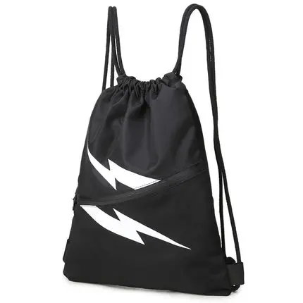 Школьная сумка с молнией, рюкзак на шнурке для подростков, для женщин и мужчин, водонепроницаемая сумка на шнурке, упаковка кубиков, большая вместительность, Mochila - Цвет: Black