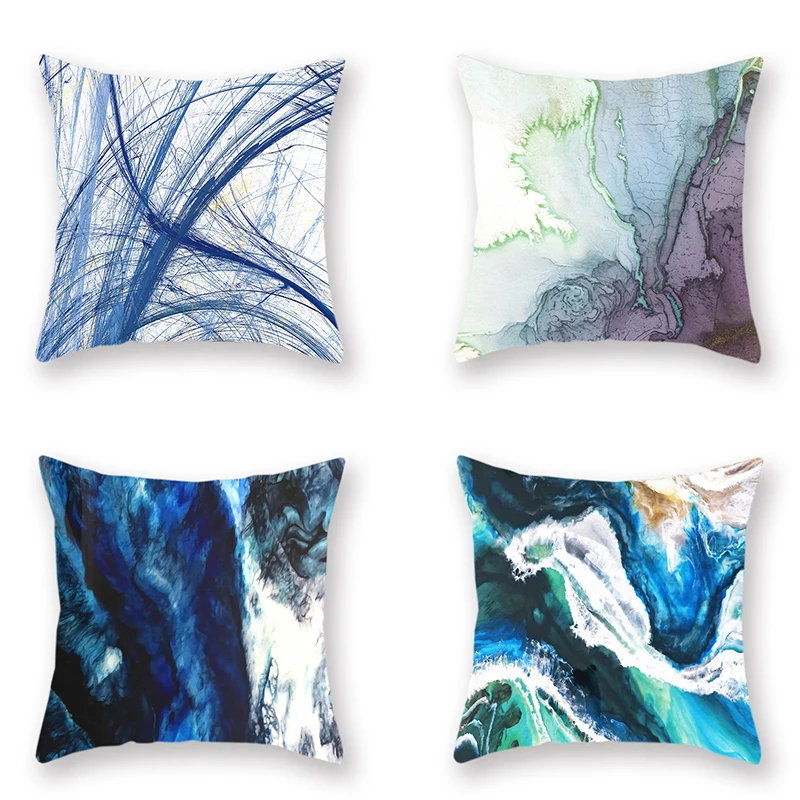 

Nordic Abstract Art Linen Cushion Cover Ink Style 4Pcs Printed Pillowcase Fantastic Decoration for Sofa room Home Decor 45x45cm