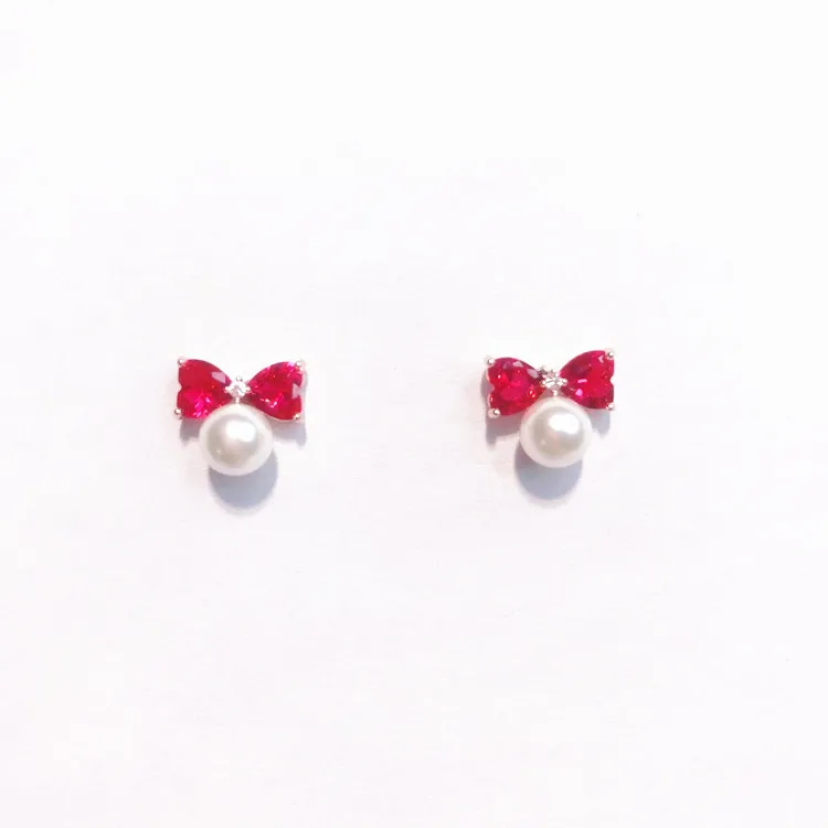 

2018 Hot Sale Lovely Small Bowknot Simulated Pearl Dangle Mini Earrings For Girl Sweety Cute Pendientes Jewelry Brincos Gifts