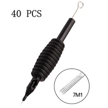 EZ-681-7M1 Профессиональный 7M1 40 шт захват машины татуировки черные одноразовые трубки 19 мм тело с иглы татуировки Одноразовые Иглы для тату