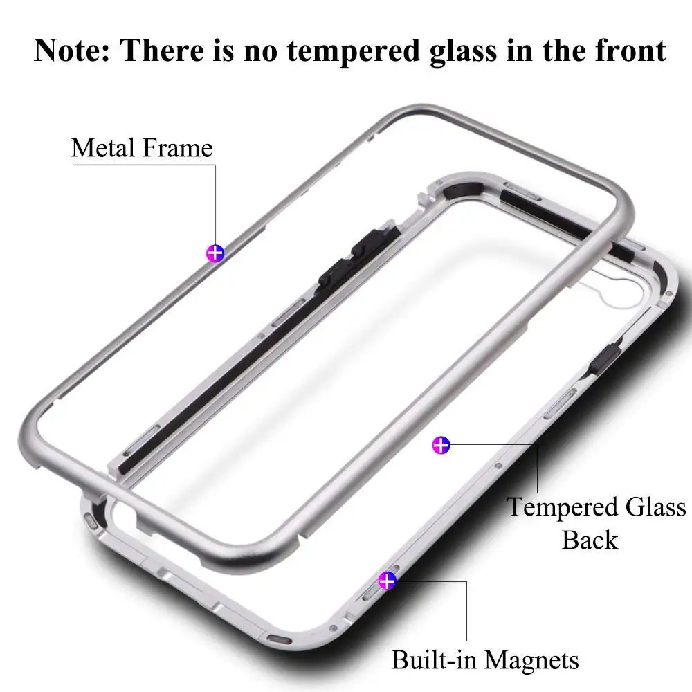 Ascromy Magnetic Phone Case For iPhone XS Max Metal Frame Bumper Tempered Glass Back Flip Cover For iPhone X XR 8 Plus 7 6 6S 10 (9)