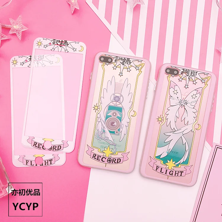 Чехол для iphone 8 8 plus Cardcaptor Sakura+ пленка для экрана из закаленного стекла, розовый чехол для iphone 6 6 S plus 7 7 plus X+ пленка