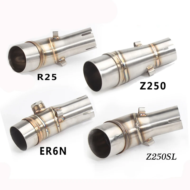 

51mm Motorcycle Stainless Steel Middle Connecting Pipe Tail Exhaust Muffler P Silp on for Yamaha R25/R3 Kawasaki ER6N/Z250SL