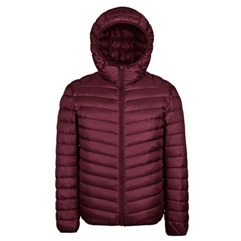 Зимняя мужская куртка, новое пальто для пары, ультра-светильник, с капюшоном, приталенная, брендовая, с хлопковой подкладкой, одноцветная парка, белый утиный пух, 3XL X321