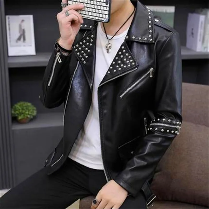Costume Costumes Ds Male Handmade Rivet Punk Leather Motorcycle