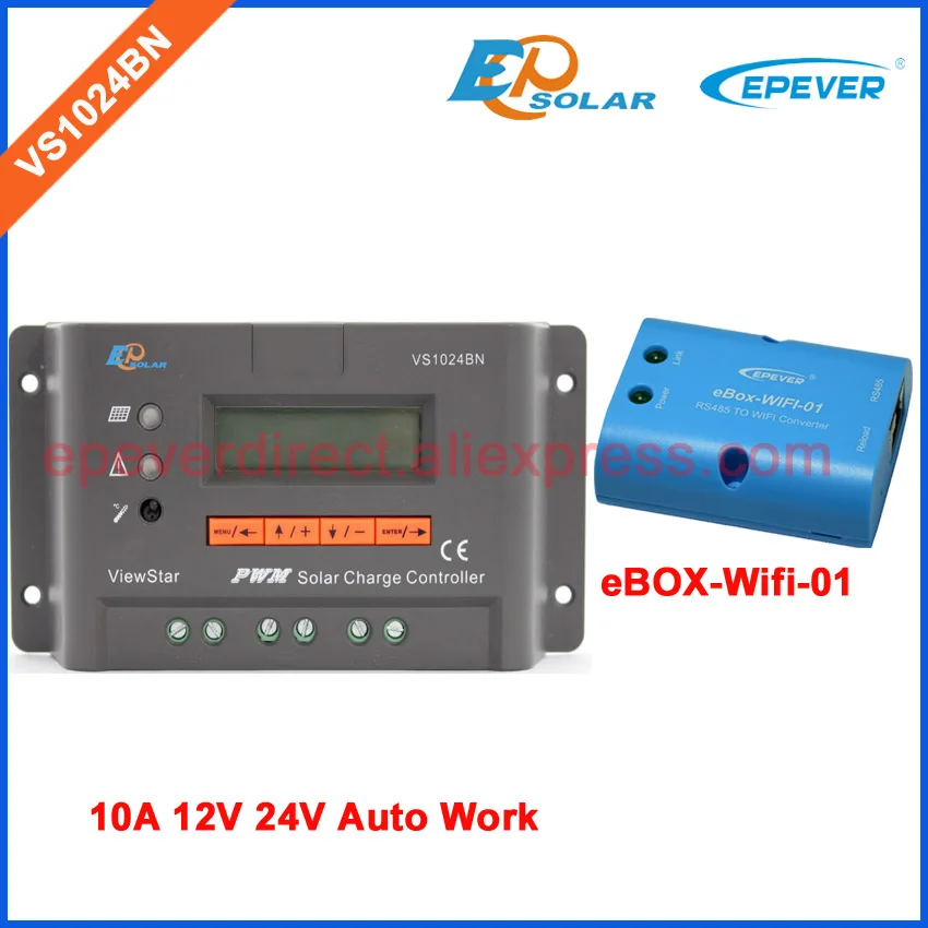 

EPEVER Original Product Solar Panel Controller 12V 24V Work Regulator PWM EPSolar Wifi BOX communication function VS1024BN 10A