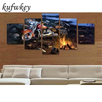 

5pcs/set DIY Full Square Diamond Painting Cross Stitch Kits motorcycle 5D Diamond Mosaic Wedding Decor Gift Diamonds Embroidery