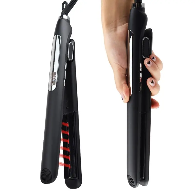 

LED Display Infrared Wide Plate Ceramic Tourmaline Hair Straightener Iron Anions Flat Iron 110-240V Less Damaged Clectric