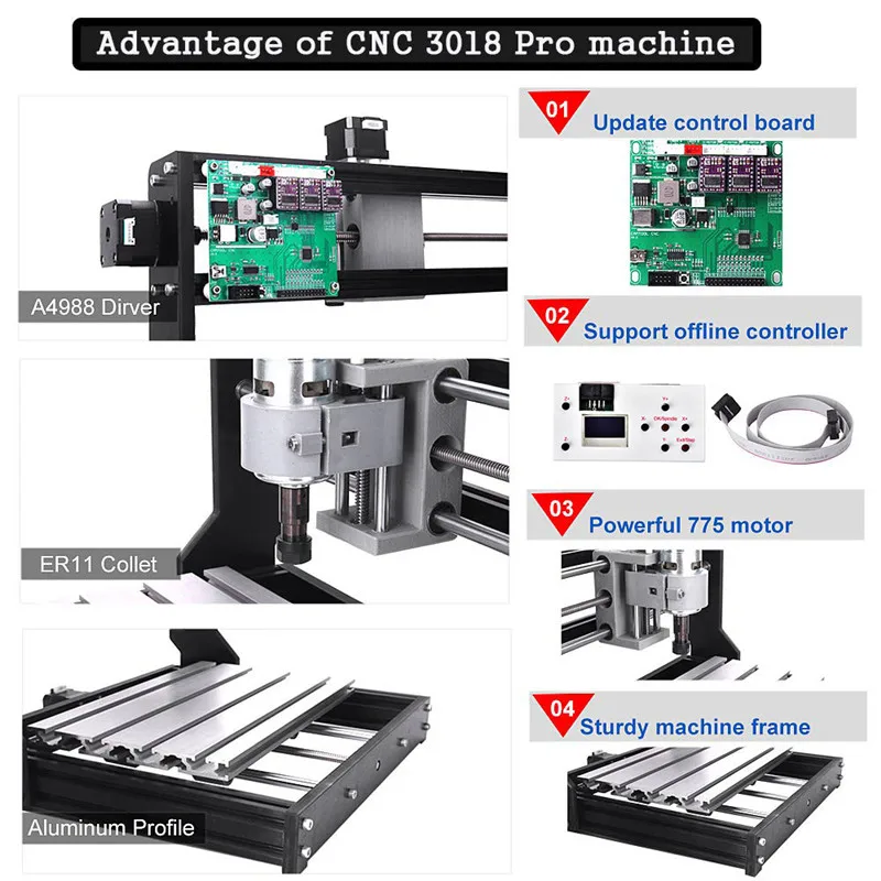 CNC 3018 Pro GRBL Diy Мини станок с ЧПУ 3 оси pcb фрезерный станок, деревообрабатывающий станок лазерная гравировка cnc 3018 может работать в автономном режиме