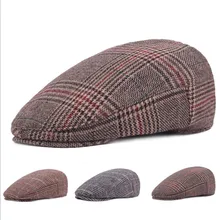 Модные Классические Для Мужчин's береты Шапки плед осень-зима джентльмен Кепки s с прямым козырьком мужчины без каблука Кепки Повседневное Boina casquette