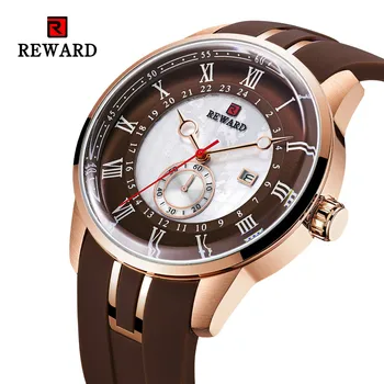 

REWARD Top Brand Men's Watches Fashion Silicone Strap Calendar Men Watch Sport Three-Dimensional Dial Clock relogio masculino