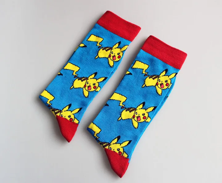 Гольфы «Покемон го» мужские носки для косплея с изображением Пикачу Рюкю повседневные длинные носки с забавным рисунком - Цвет: 2