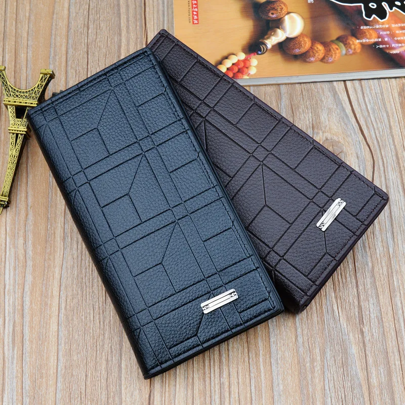 

Man Thread Wallet Long Fund Wallet New Bifold Men Wallet Brand Famous Leather Long Wallet Clutch Male Money Purse ID Card Holder