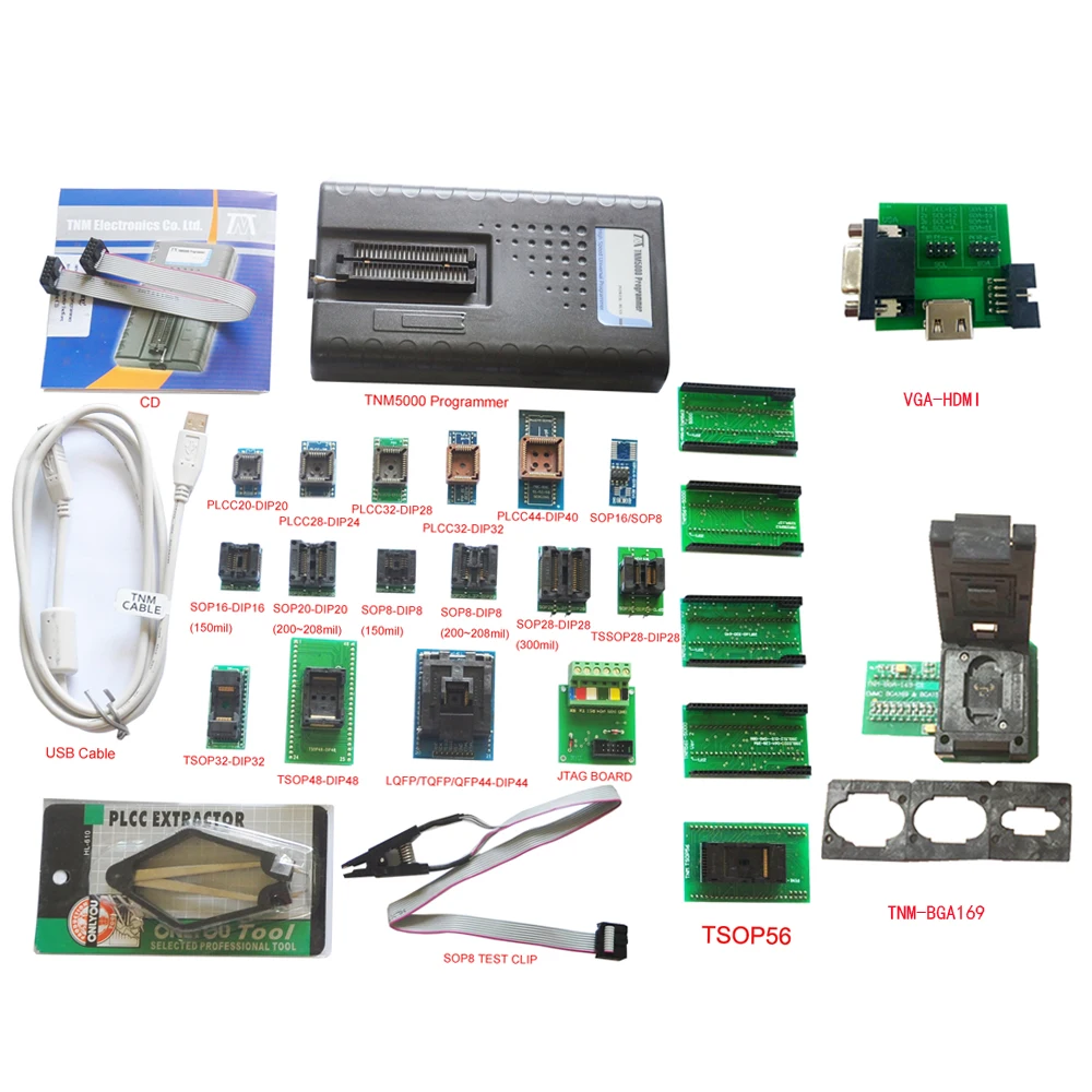 

2019 New TNM5000 Universal Programmer memory recorder+19pc adapter for NAND flash/EPROM/MCU/PLD/FPGA/ISP/JTAG,Laptop/Notebook IO