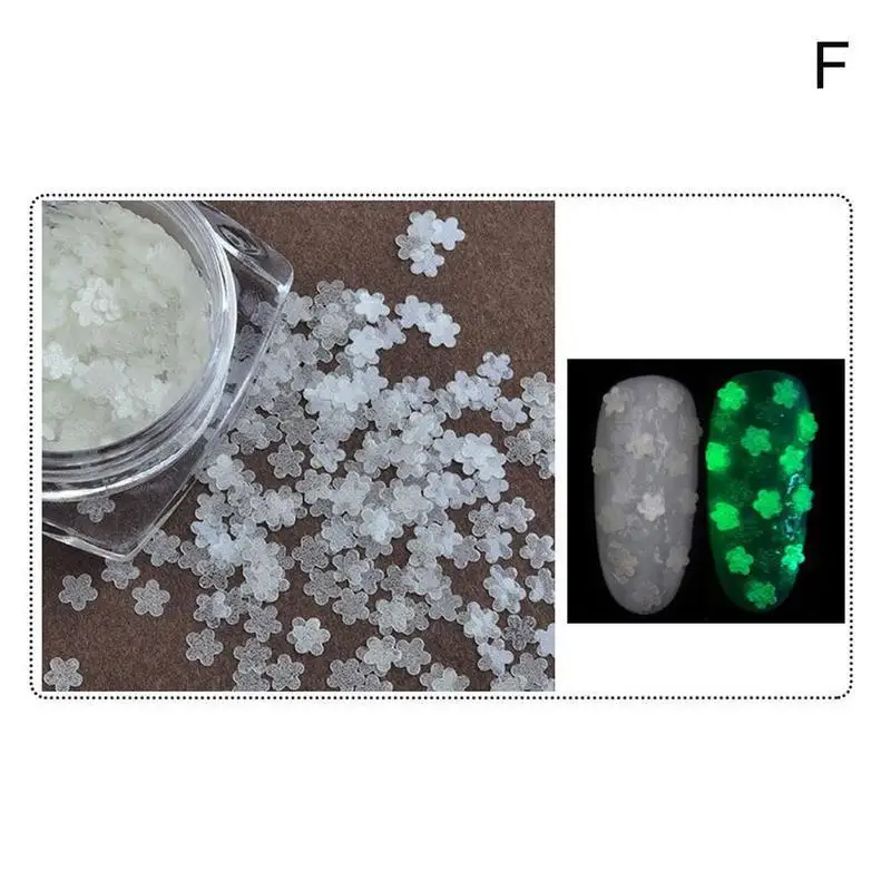 Moon Start Polygon Love цветочный дизайн ногтей блестки светится в темноте флуоресцентные стразы, украшение для маникюра - Цвет: F