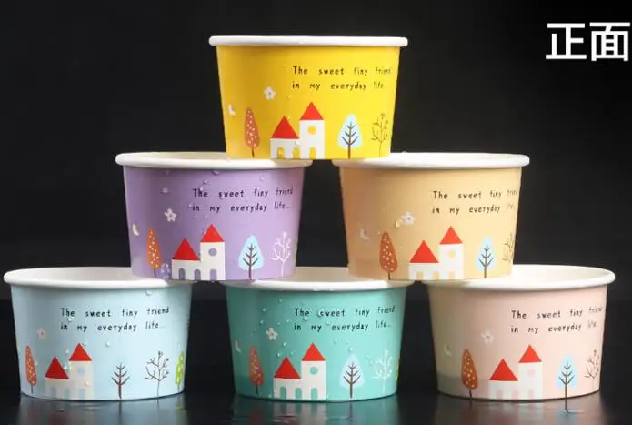  disposable ice cream paper cup thickening yogurt ice cream paper bowl packaged bowl 100 set 