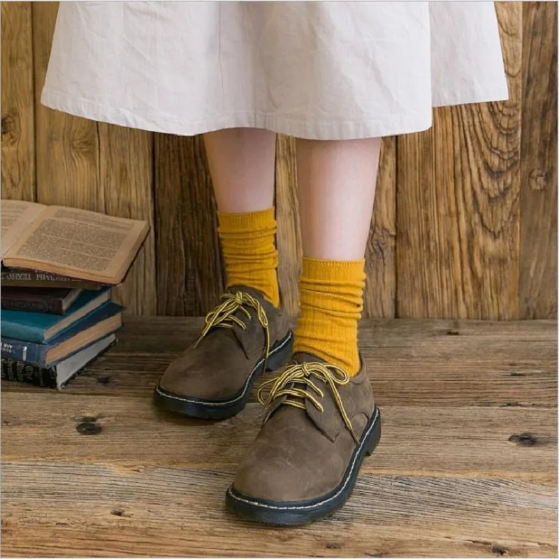 CHAOZHU/ г. Новое поступление, весенние однотонные Базовые носки в рубчик Модные Разноцветные хлопковые носки в японском стиле для школьниц