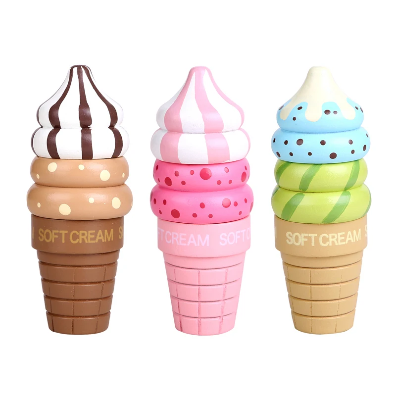 Kids Baby Wooden Everyone Toys Magnetic Chocolate Ice Cream Strawberry Ice Cream Wooden Toys For Children Gifts