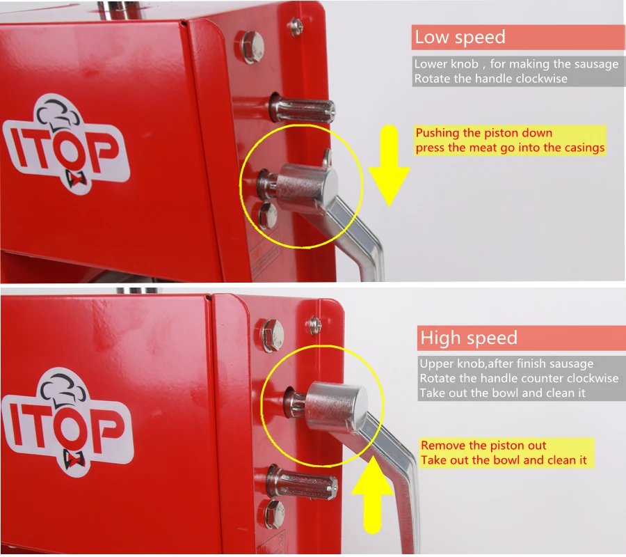 ITOP Commercial Food Filling Machine 3L Sausage Stuffers Meat Food Double Speeds Manual Sausage Fillers With 4 Funnels
