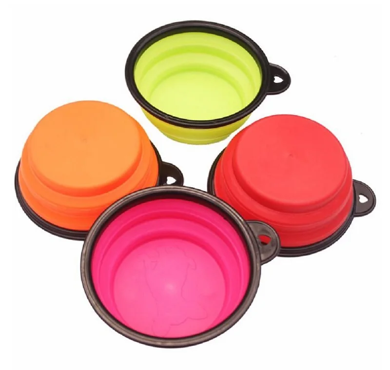 

Collapsible Feeding Water Dish Feeder portable water bowl for pets Silicone Foldable Dog Bowl Pet Dog Cat Travel Bowl