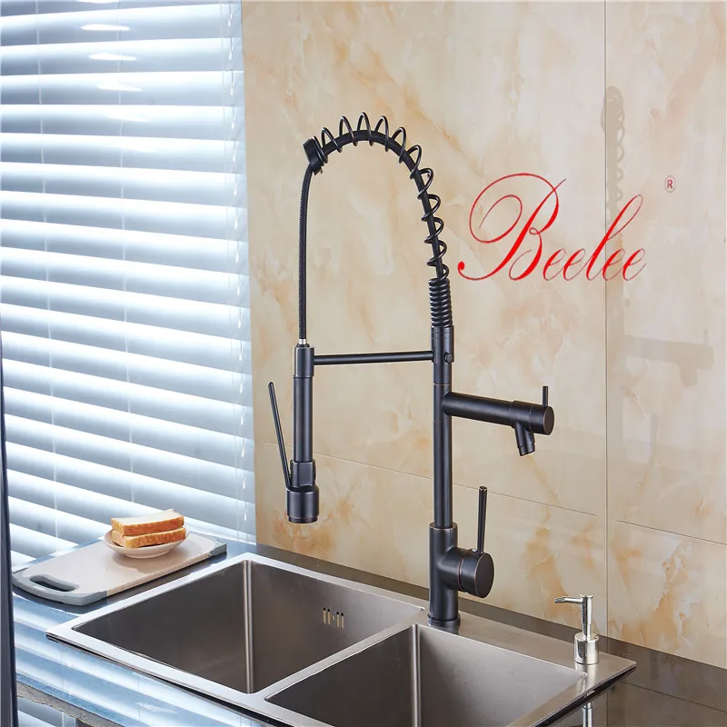 Beelee Kitchen Faucet Universal Modern Black/nickle Water Mixer Tap Hot Selling Solid Brass Dual Spouts 360 Swivel Tap Beelee Kitchen Faucet Universal Modern Black/nickle Water Mixer Tap Hot Selling Solid Brass Dual Spouts 360 Swivel Tap