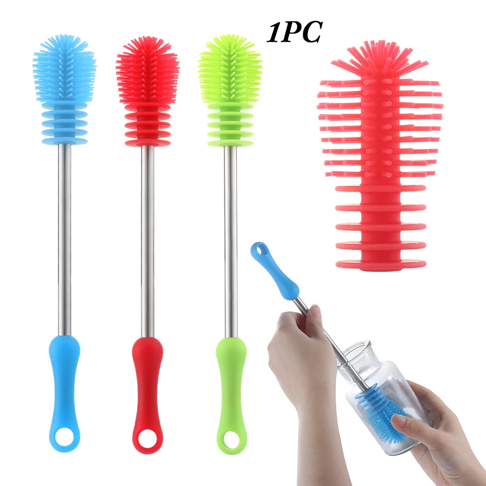 

2019NEW 1PC 360-degree Silicone Feeding Bottle Brush Washing Scrubbing Baby Nipple Home Cleaner Cleaning Tool