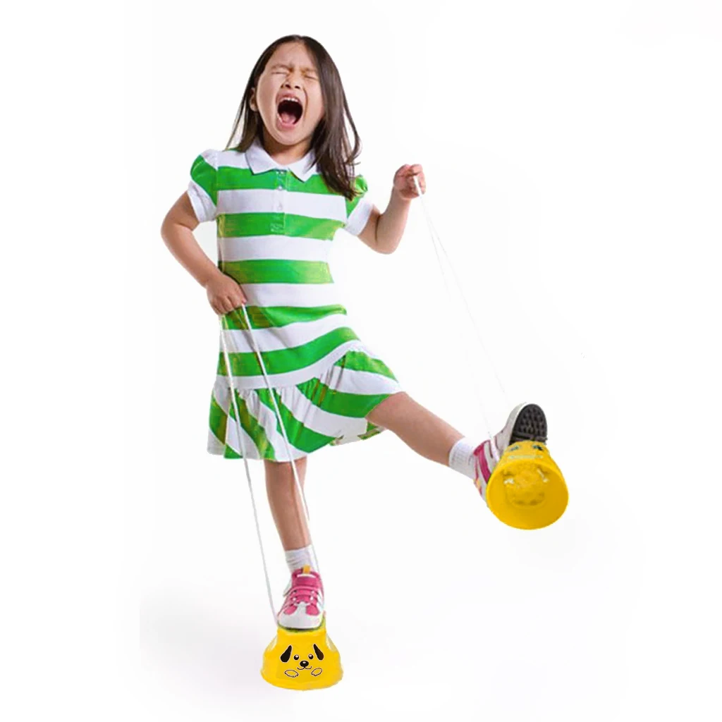 Kids Balance Training Toy 1 Pair Smile Foot Stilt Cute Dog Pattern Exercise Outdoor Indoor Playing Tool