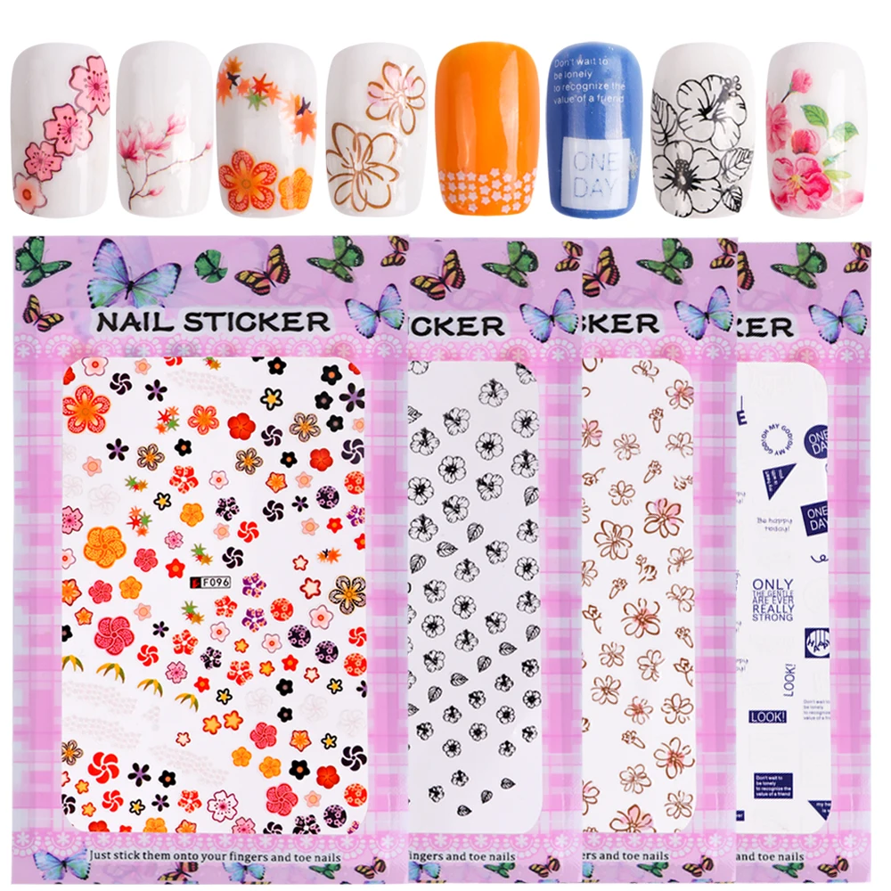 

1 Sheet Nail Art Stickers 3d Flowers Cute Cartoon Adhesive Foil Polish Film Tips Slider For Nail Manicure Tools SAF063-349