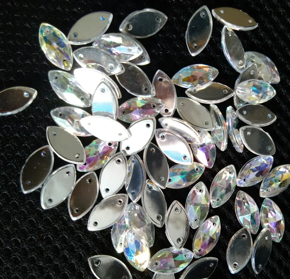

7x15mm marquee/horse eye acrylic sew-on gems, 2880pcs/bag/color, please choose color from color chart