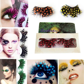 

1 Pair Feather Dot False Eyelashes Extension Makeup Eye Lashes Halloween Xmas Show Masquerade Exaggerated Colorful Lashes