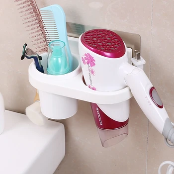 

Multi-function Plastic Storage Rack Holder Kitchen Rack Bathroom Wall Storage Rack Electric Hair Plywood Comb Hair Dryer Holder