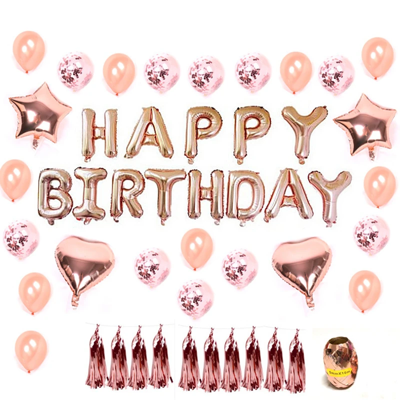 

Mix Rose Gold Balloons Birthday Party Decorations Adult Ballons Birthday Balloons Helium balloon Aluminium Film Baloons Birthday