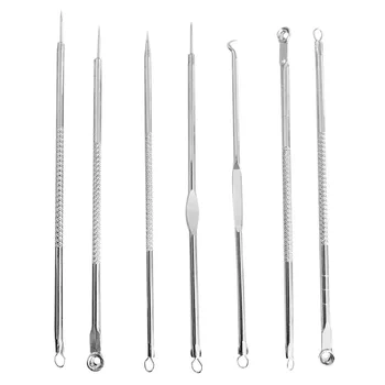 

7pcs Stainless Steel Blackhead Remover Tool Whitehead Pimple Spot Comedone Acne Extractor Remover Popper Face Tool Kit m6