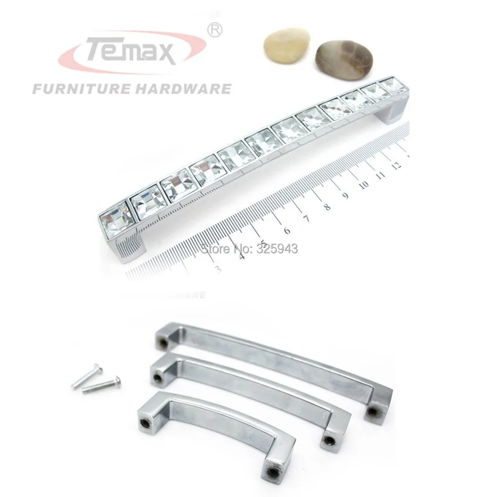 

10pcs 128mm clear zinc alloy square cabinet knobs and handles crystal dresser drawer pulls bar kids bedroom knob