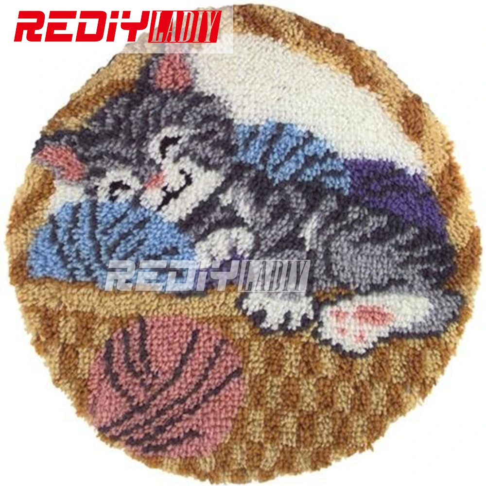 

Latch Hook Rug Crocheting Tapestry Sofa Decor Cushion Set for Embroidery DIY Carpet Rug for Living Room Sleep Kitten Floor Mat