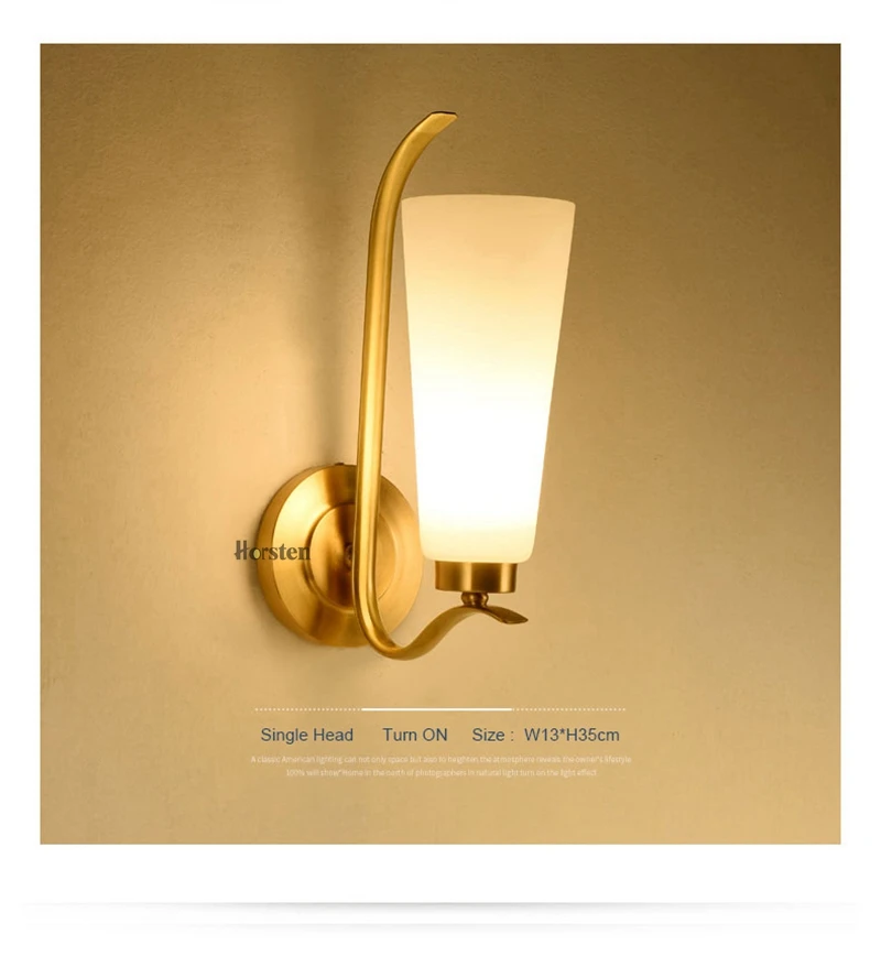 American Style Double Heads Copper H35cm Wall Lamp Bedroom Bedside Lamp Simple Nordic Wall Lights For Living Room Restaurant Hotel (11)