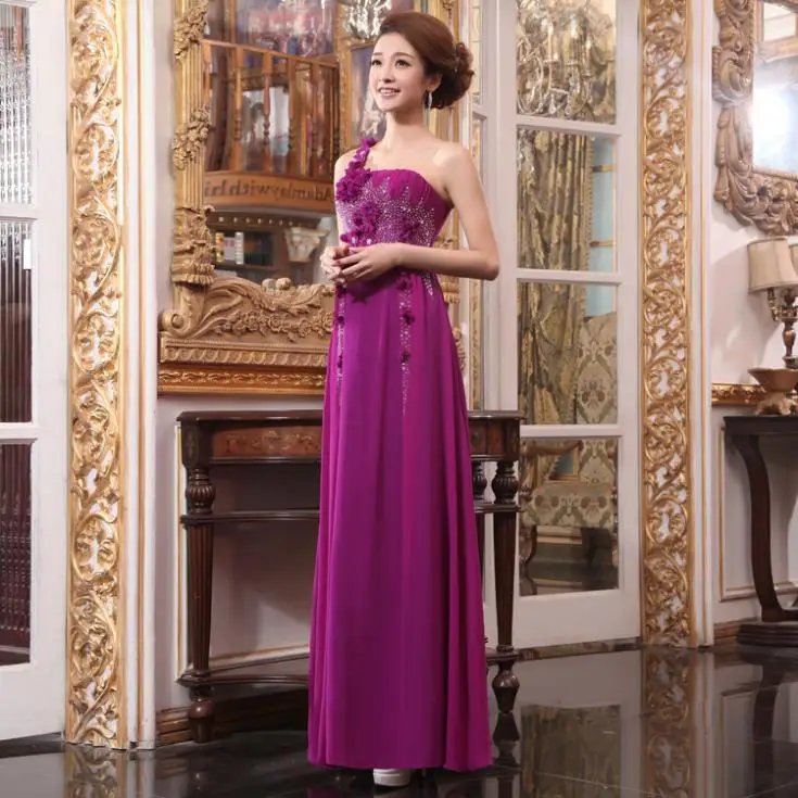 

Elegant high quality long version design purple basic trumpeter model plus size dress long dress for adult women evening-dress