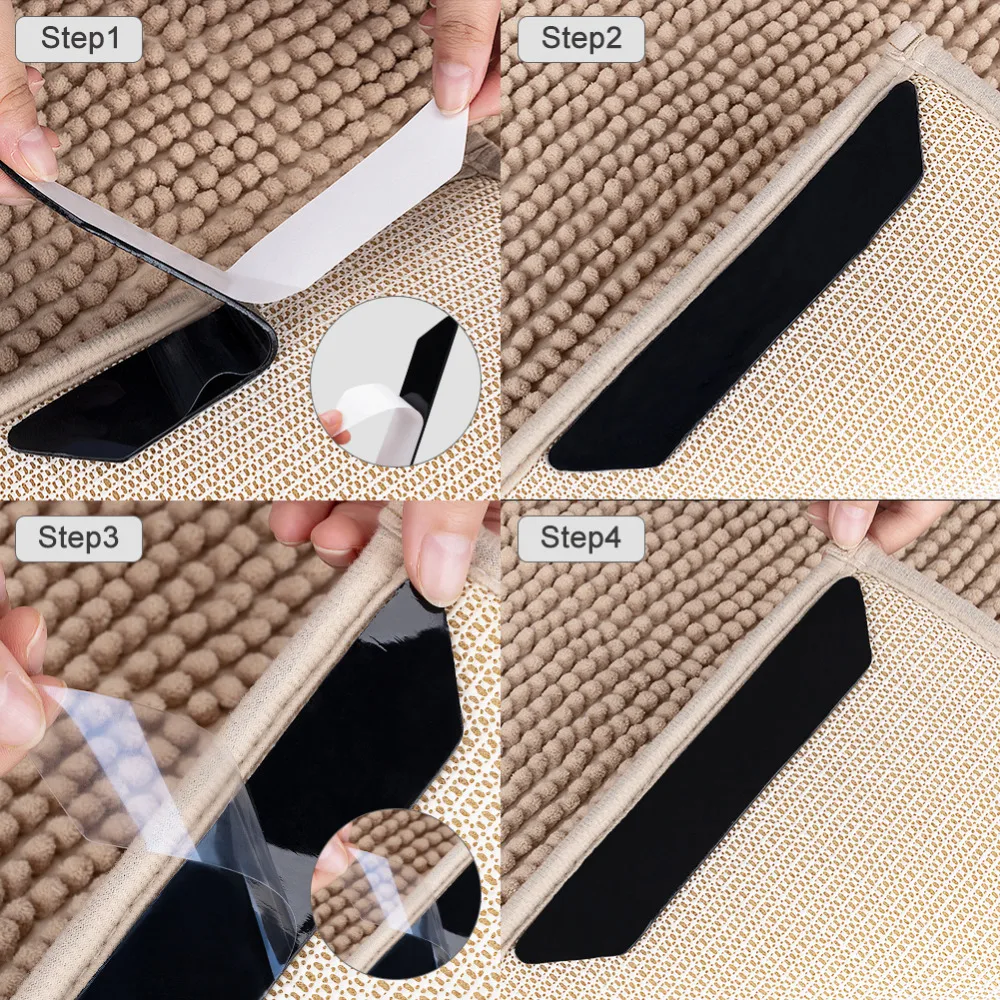 8PCS Reusable Washable Rug Grippers Carpet Mat Non Slip Anti Curling Grip Mat Pad For Home Living Room Bedroom