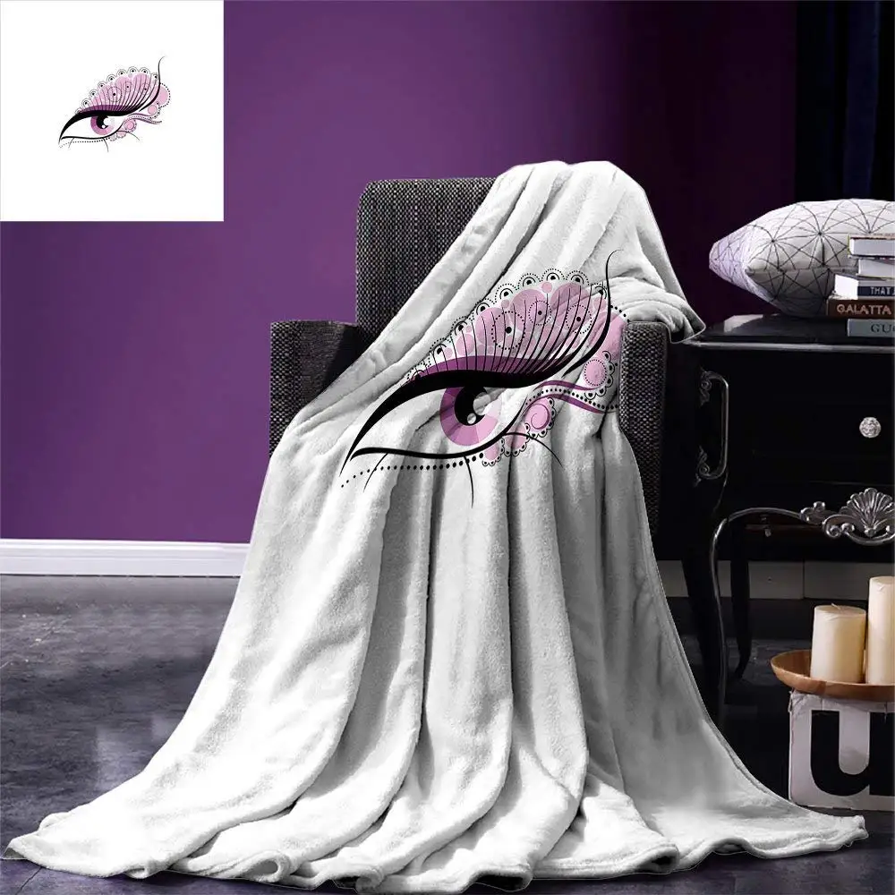 

Eyelash Throw Blanket Abstract Eye with Big Pink Dots Circles and Floral Feminine Details Warm Microfiber Blanket