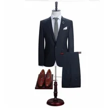 Высококачественные мужские костюмы, модные свадебные костюмы жениха, костюмы на одной пуговице, повседневные Костюмы для выпускного вечера(куртка+ штаны