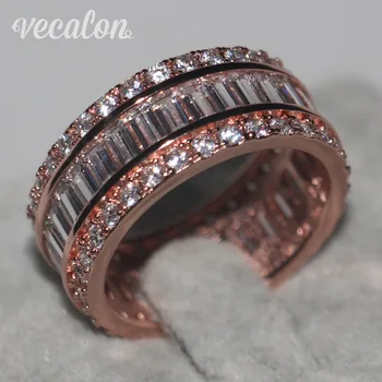 

Vecalon Women Fashion Jewelry ring 15ct AAAAA Zircon Cz Rose Gold 925 Sterling Silver Engagement wedding Band ring