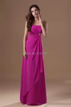 

Simple Long Evening Dresses Strapless Sleeveless Backless Floor Length Chiffon Evening Prom Gowns Cheap Custom Made In China